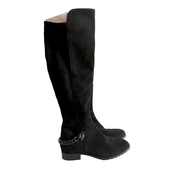 Karl Lagerfeld Shay ChainTrim Black Suede Knee High Boot Size 7.5 - Picture 5 of 14